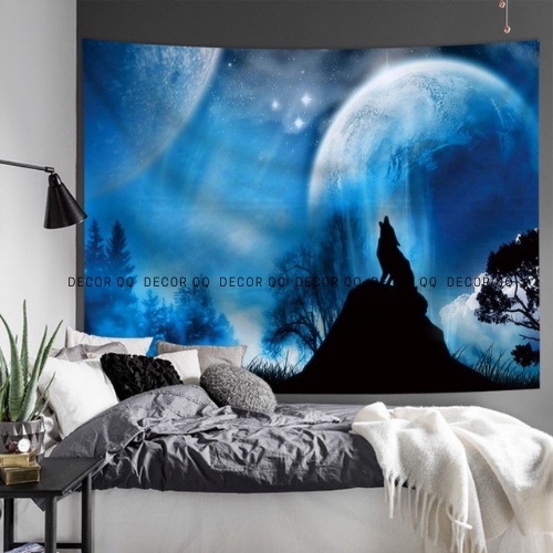Tranh vải treo tường hình sói cực chất ,thảm vải decor ❌TẶNG MÓC TREO❌