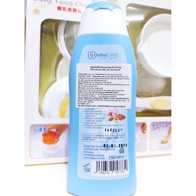 Dầu Massage cho bé HebaCare Đức