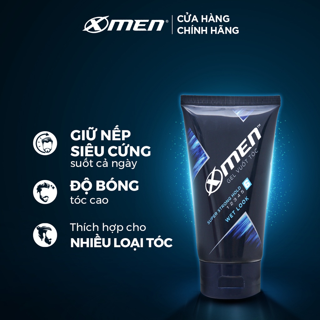 Gel vuốt tóc X-men Siêu cứng & bóng tóc 150g - Super Strong Hold Wet Look