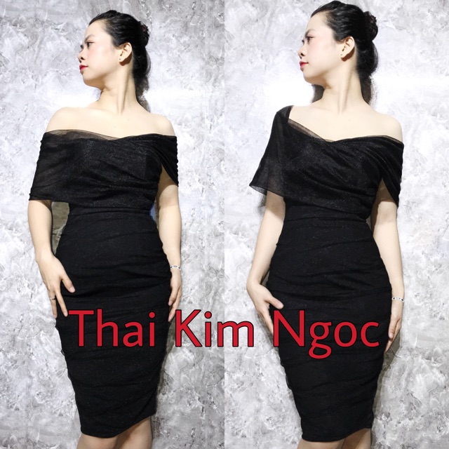 Đầm dự tiệc dáng ôm body lưới bẹt vai | BigBuy360 - bigbuy360.vn