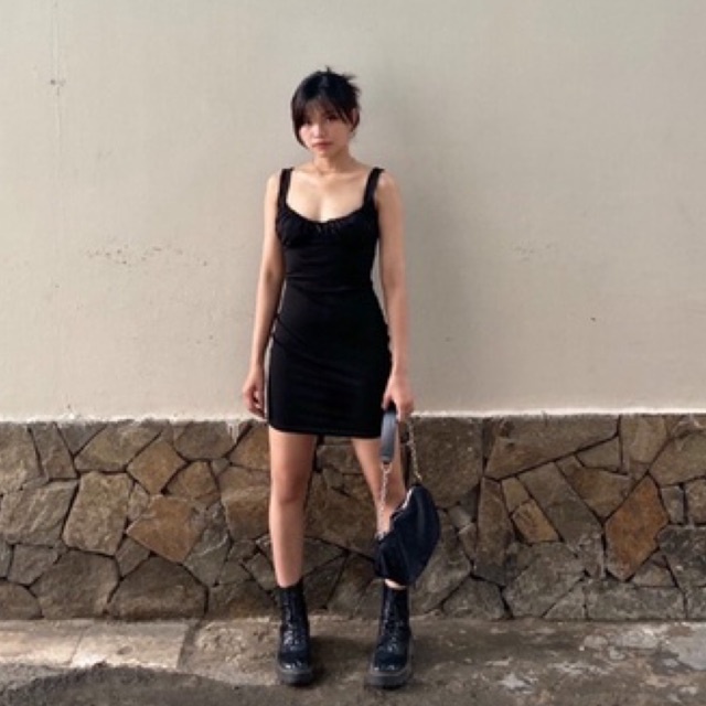 Váy thun ôm body nhún ở ngực sang trọng