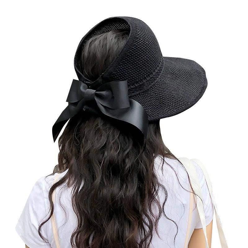 Mũ Bivota nón cói rộng vành hở chóp kèm nơ phong cách Hàn Quốc đi biển MN10