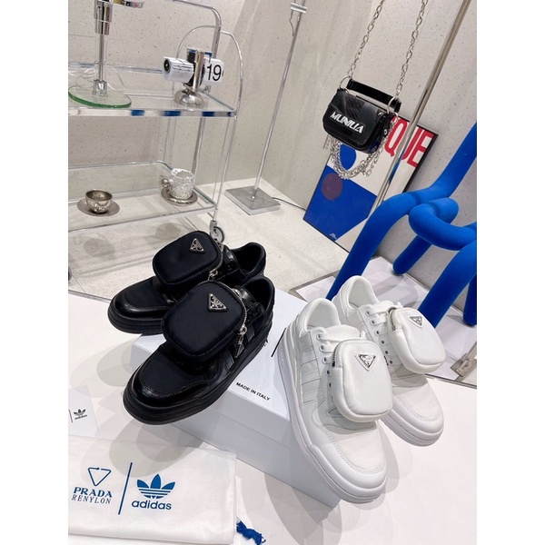 Giày sneaker nam da PU cao cấp phối túi zip mini cực chất thương hiệu Prada