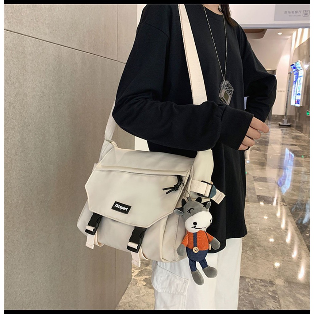 Túi tote vải đeo chéo canvas bag giá rẻ đẹp đi học ULZZANG (ko kèm móc khóa)