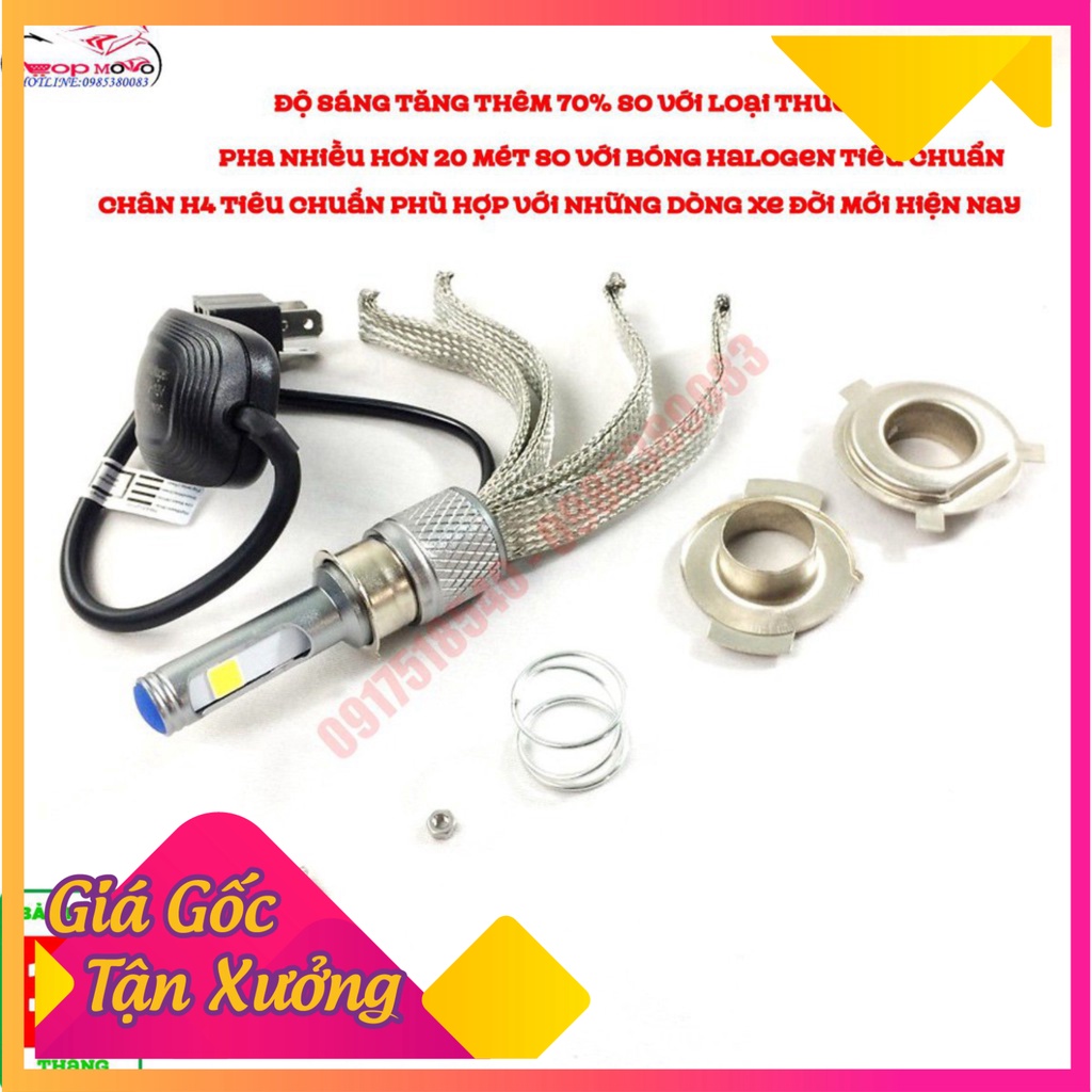 Đèn pha led râu tản nhiệt M02J siêu sáng chân H4 (Ảnh Sp thật)