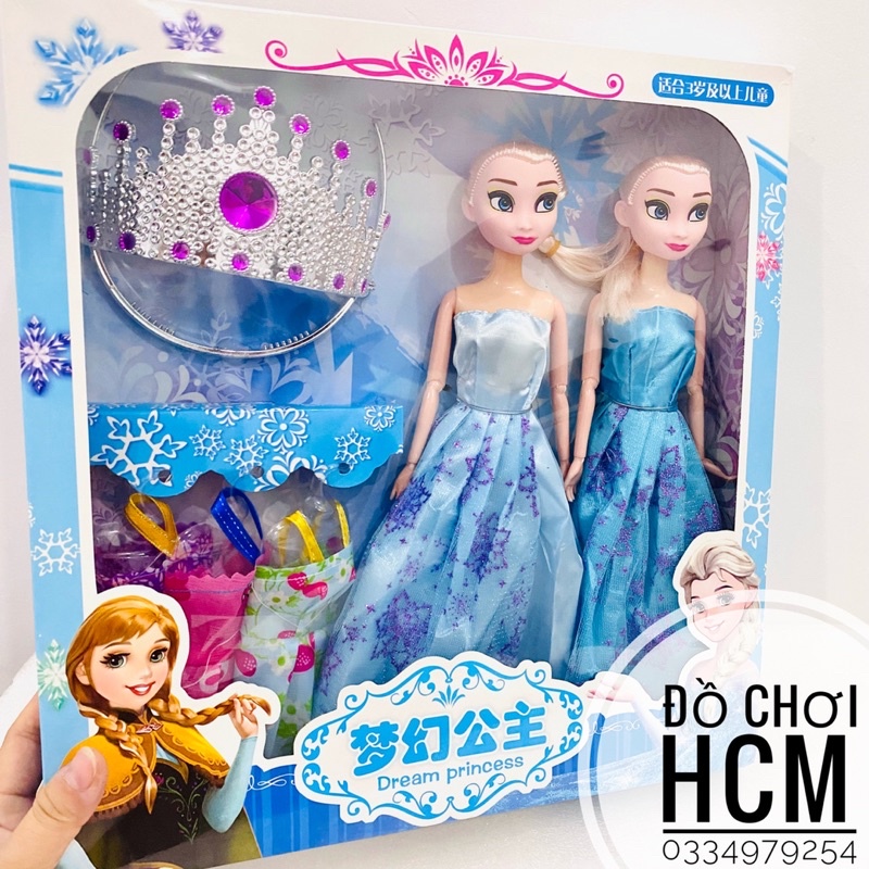 [LOẠI LỚN RẤT ĐẸP] Bộ đồ chơi búp bê công chúa Frozen Elsa và Anna dành cho bé thích chăm em