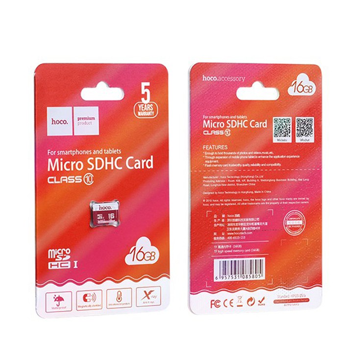 Thẻ nhớ Hoco 4/8/16GB micro sd, class 6, dung lượng thật, tương thích nhiều thiết bị