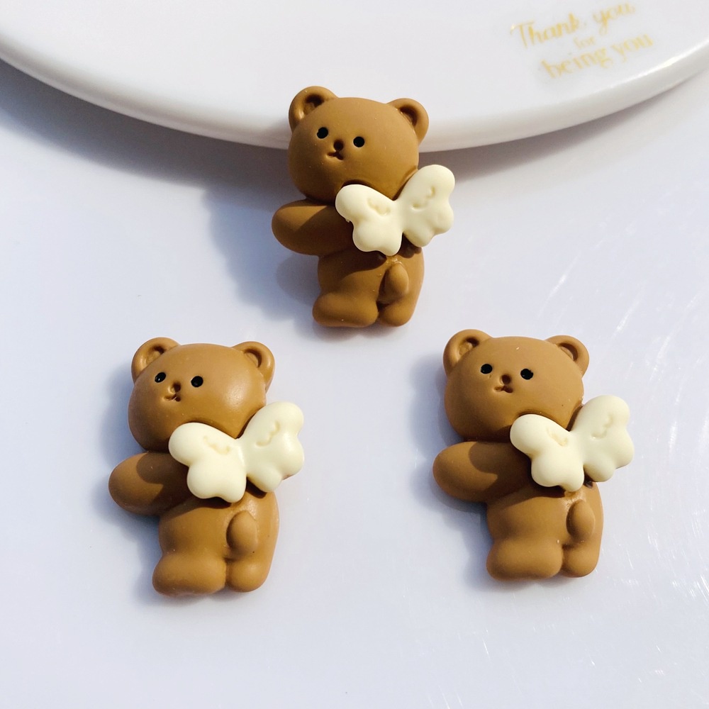 Set 10 Phụ Kiện Kẹp Tóc/Điện Thoại Bằng Nhựa Resin Hình Chú Gấu/Ếch/Bé Gái Dễ Thương DIY