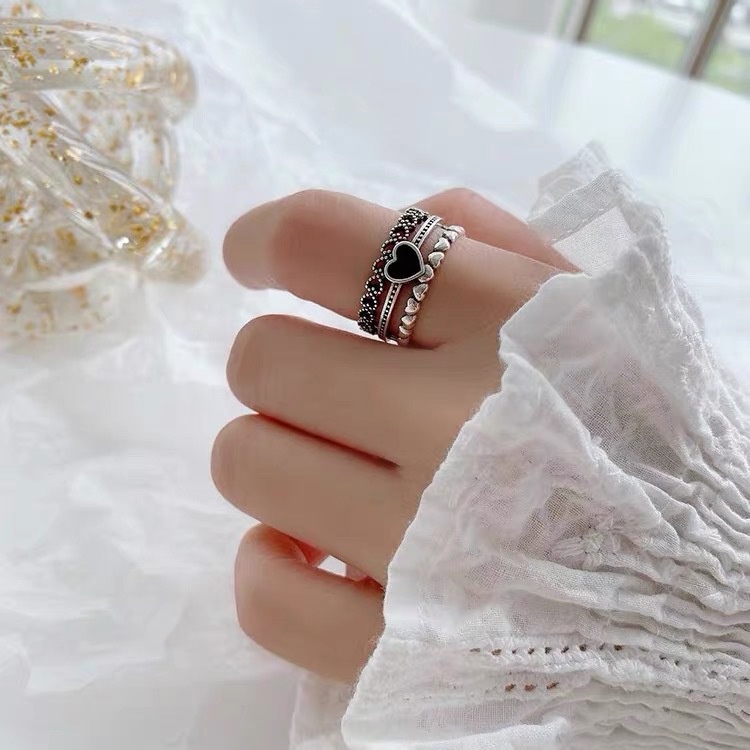 Nhẫn hợp kim mạ bạc hình trái tim xinh xắn cho nữ
