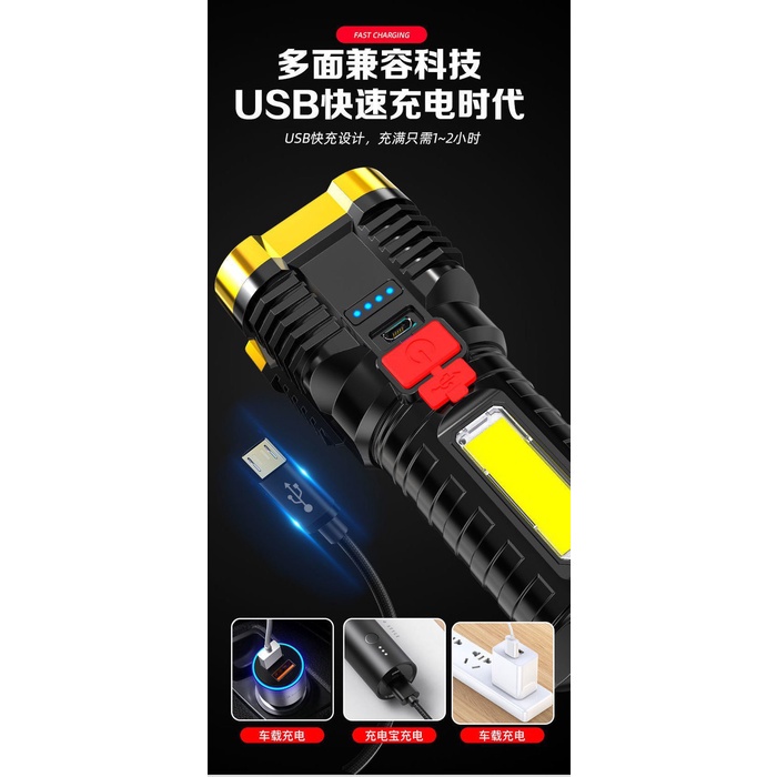 Đèn Pin Cầm Tay Siêu Sáng [PRO 5 BÓNG], Chiếu Cực Xa, Chống Thấm Nước, 4 Chế Độ Sáng Tiện Dụng GDDT