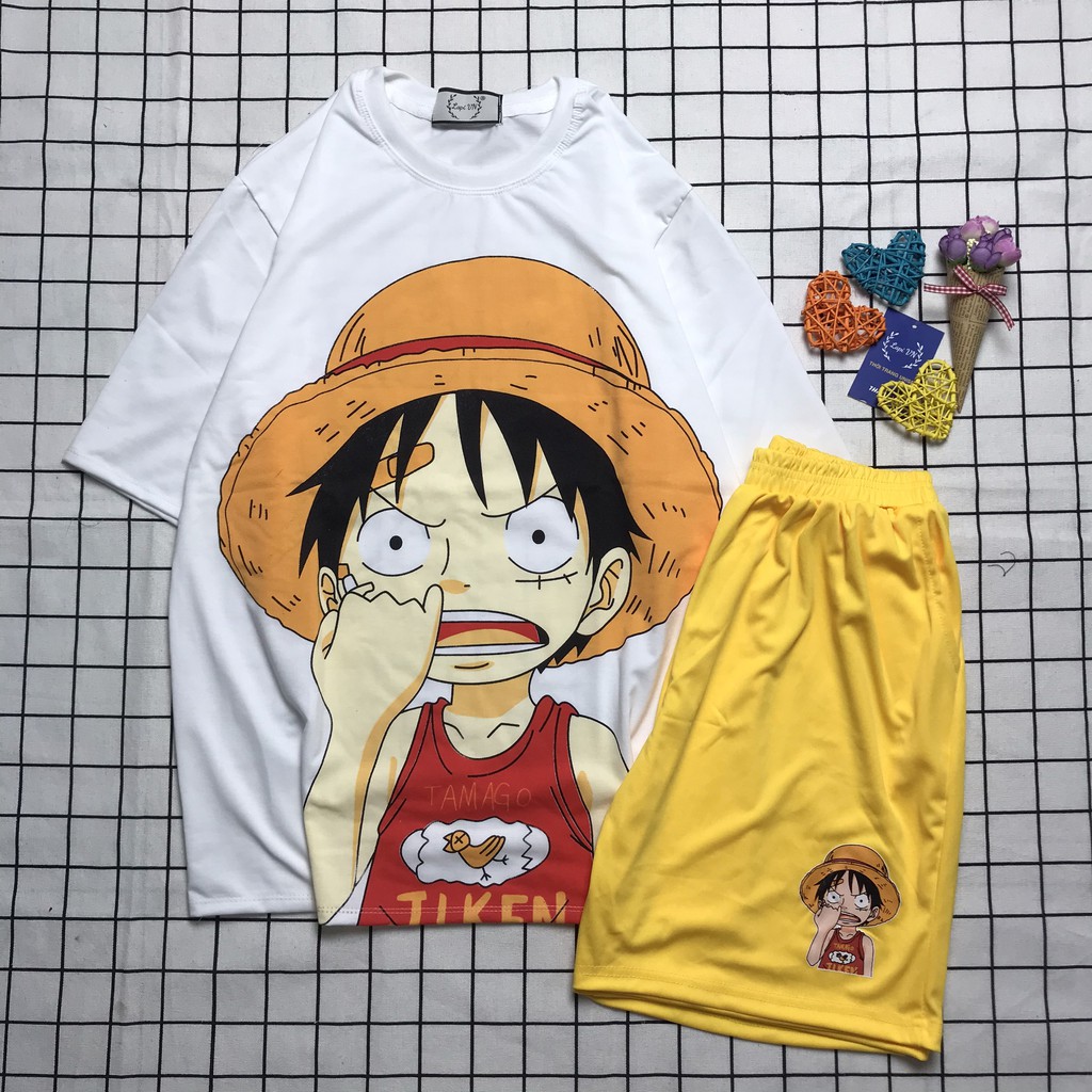 Đồ Bộ Hoạt Hình Uniex Tay Lỡ Luffy Lapi VN, Đồ Bộ Cartoon, Freesize, Thun Cotton, Nam Nữ Đều Mặc Được