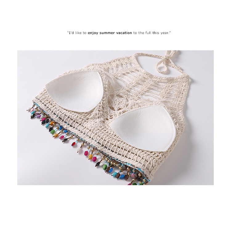 Set Bikini Đi Biển Thổ Cẩm - Set Đồ Đi Biển Đan Móc Kín Đáo Có Lớp Lót Bên Trong