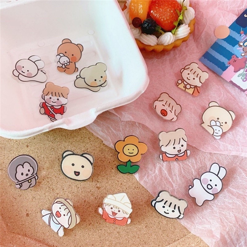 Set 3 huy hiệu cài áo cài ba lô túi xách, Pin cài phong cách Nhật Bản Hàn Quốc