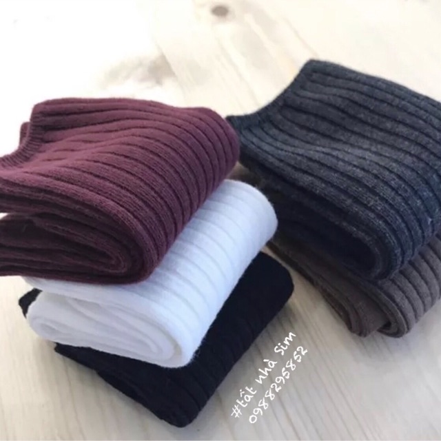 Tất cao cổ len gân vintage