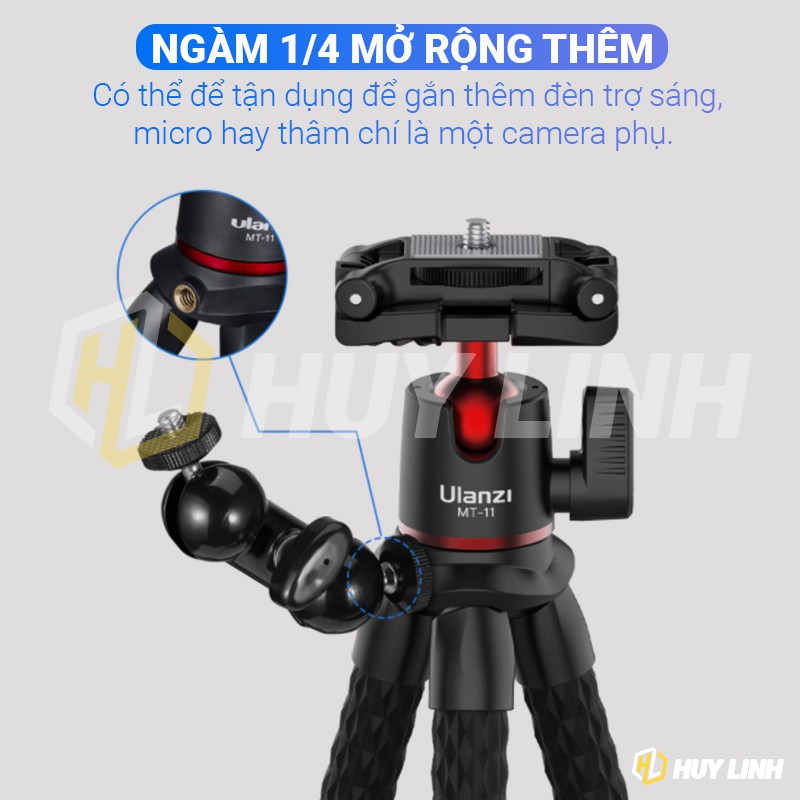 Chân Tripod Mini Ulanzi MT-11 Cho Điện Thoại/Máy ảnh Mirroless, DSLR - Tặng kèm nút chụp hình bluetooth