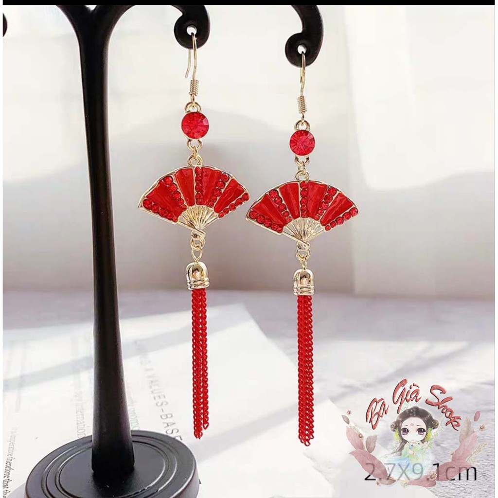 [Nhiều mẫu] Bông tai kute hình quạt trang sức cổ điển