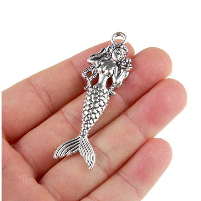 1 Mặt Dây Chuyền Hợp Kim Mạ Bạc Hình Nàng Tiên Cá