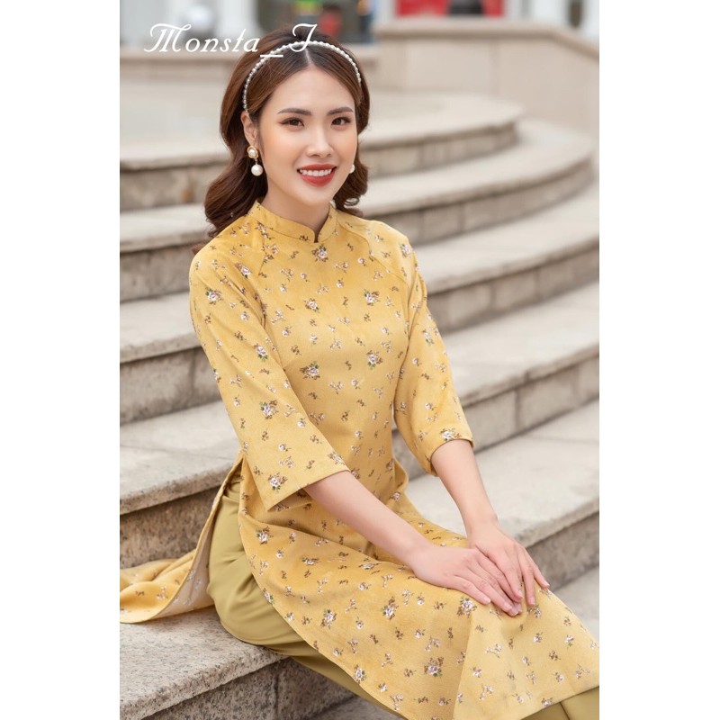 Áo dài nhung hoa nhí- MonstaF thời trang công sở, dạo phố