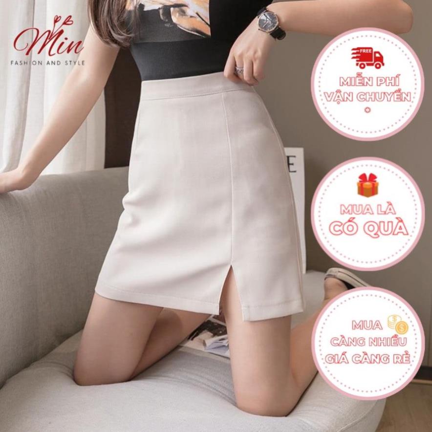 Chân Váy Ngắn Chữ A Xẻ Tà Cao Cấp, Dáng Đẹp , thanh lịch, Có Lót MINS207