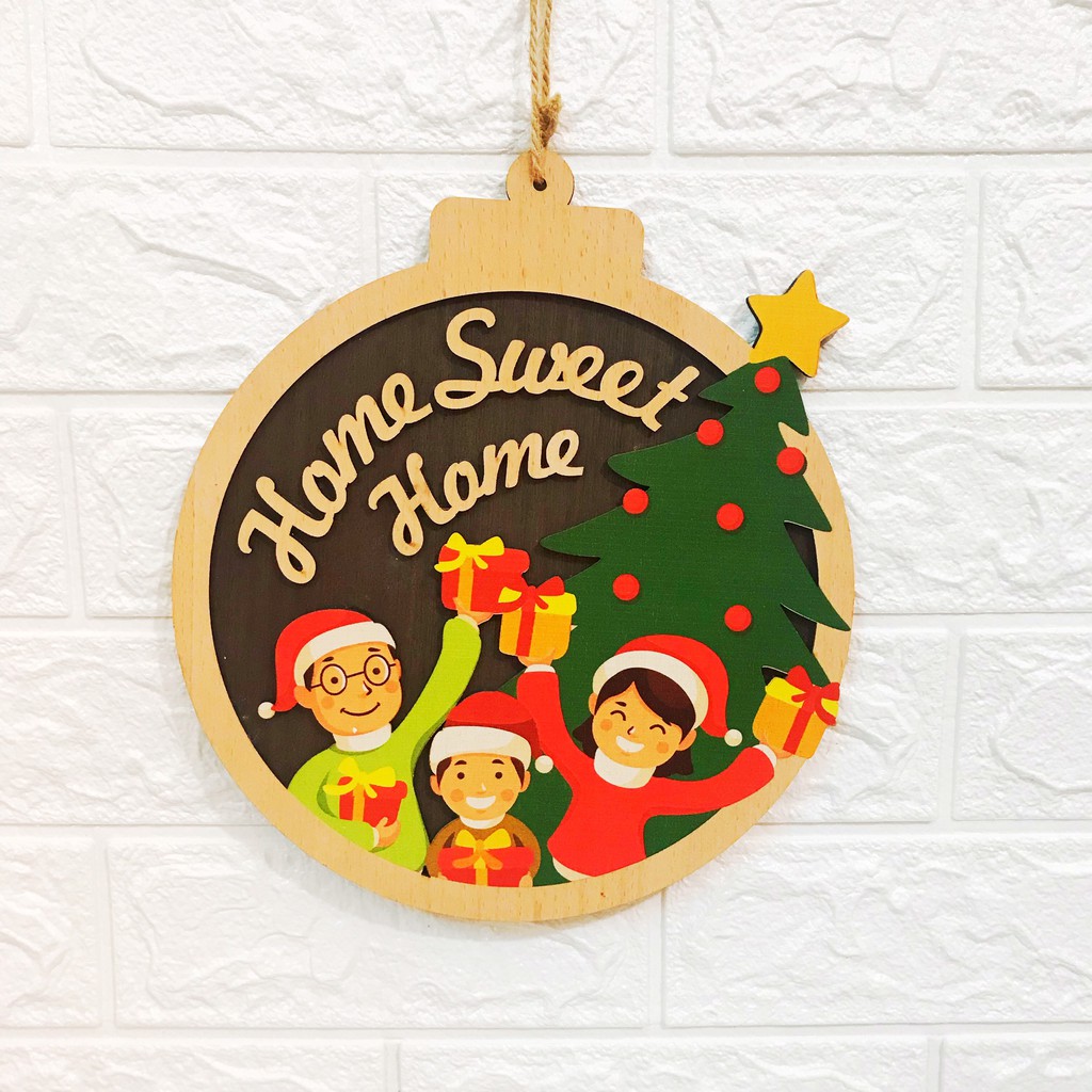 Bảng gỗ trang trí, décor, treo tường OHAY – Noel Tặng móc treo)