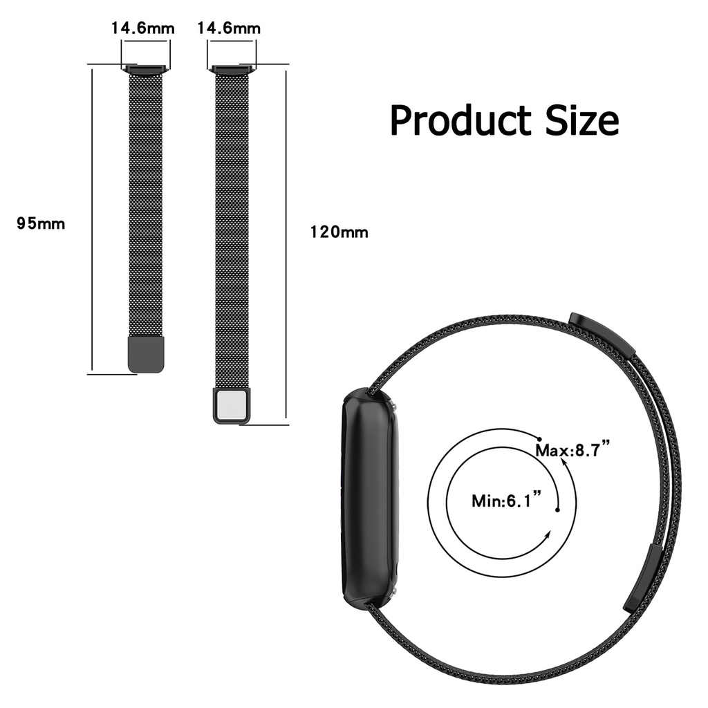 Dây đeo thay thế bằng thép không gỉ dạng lưới cho đồng hồ Fitbit Luxe