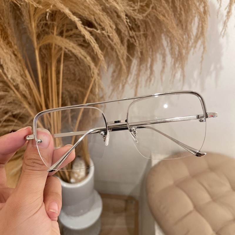 Kính mát nam nữ vuông bầu, khung kính 2 cầu kim loại mã 3298 chống ánh sáng xanh, UV400  Jolie eyewear