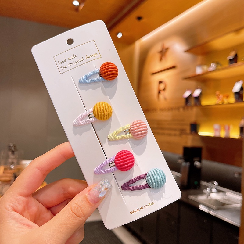Set 5 Kẹp Tóc Hình Nơ / Bông Hoa Nhiều Màu Sắc Dễ Thương Cho Bé Gái