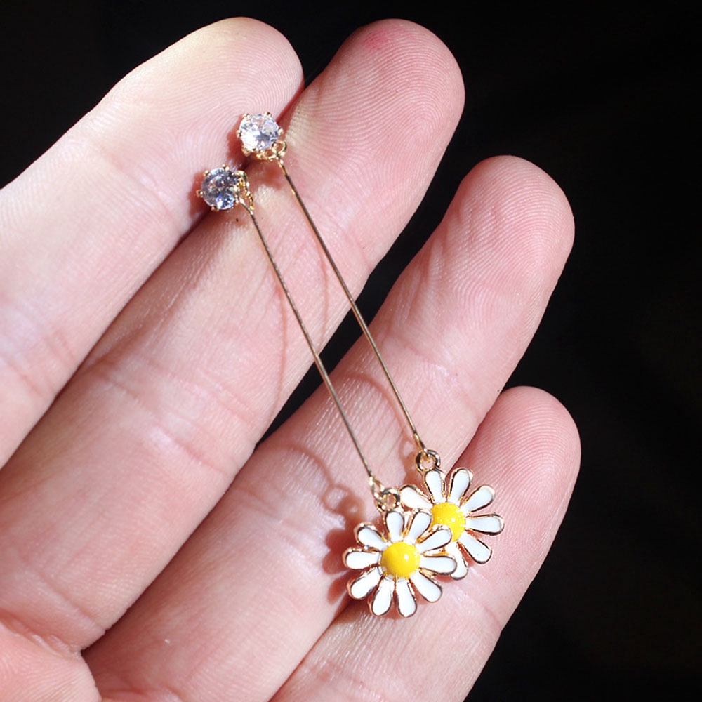 MXGOODS Dangle Sun Flower Pendant Accessories Daisy Women Drop Earrings