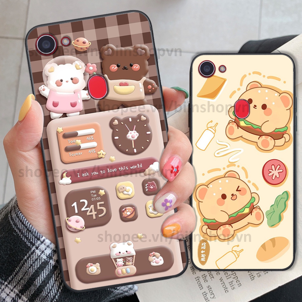 Ốp Oppo F5 / F5 Youth / F7 in hình gấu chocolate kẹo ngọt siêu đẹp siêu xinh