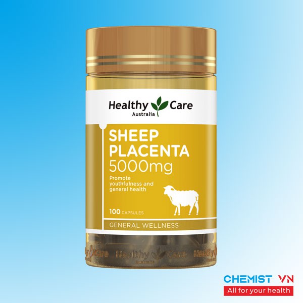 Nhau thai cừu Sheep Placenta 5000mg Healthy Care của Úc, 100 viên, mẫu mới