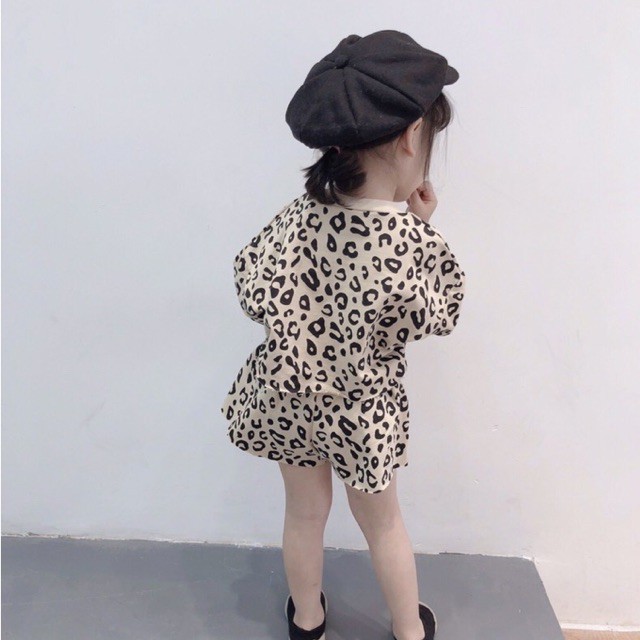 Bộ Áo Thun Tay Ngắn vs Quần Hoạ Tiết Da Báo Kiểu Dáng Dễ Cưng...  Cho Bé Từ 0-7Tuổi.