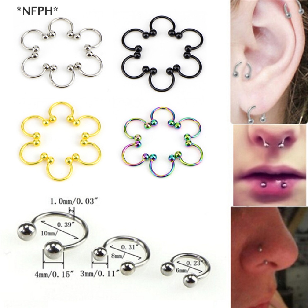 Set 10 Khuyên Mũi / Môi / Tai / Mũi Bằng Thép Không Gỉ