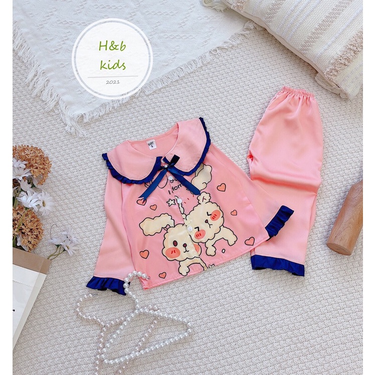 (bán si) bộ pijama lụa dài tay hoạt hình mẫu mới (8-33kg)