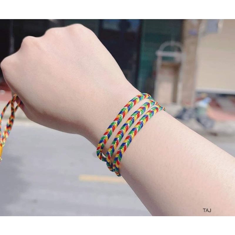 Vòng Tay Chỉ Ngũ Sắc Chỉ Đỏ Bản 3 Dây - N71
