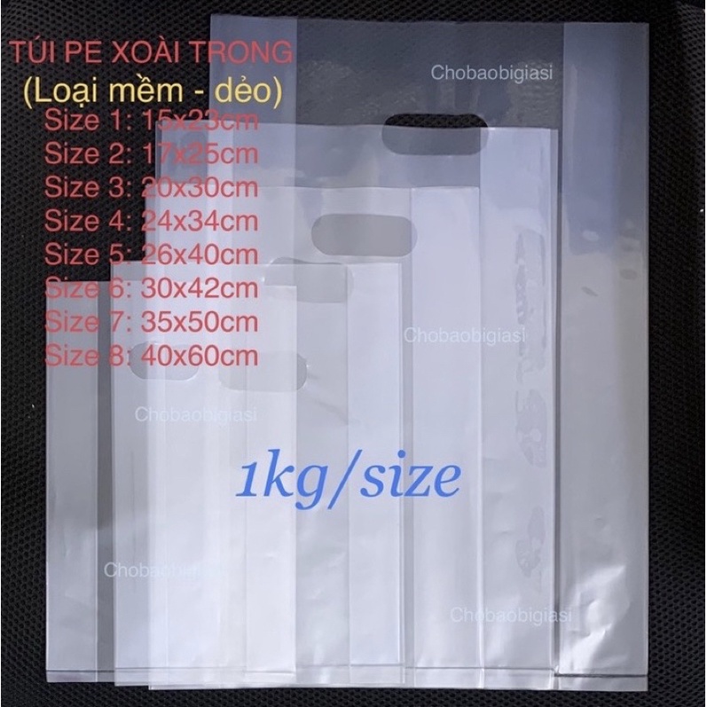 {1kg/size} Túi PE Xoài trong loại mềm - dẻo - dai, dày dặn, chắc chắc (đủ size - SP y hình)