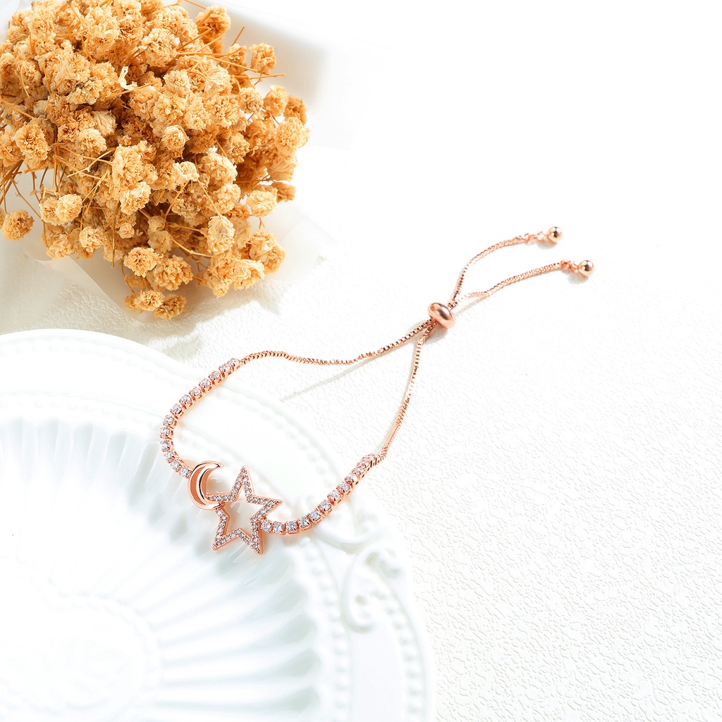 Vòng Tay Mạ Vàng Hình Ngôi Sao Mặt Trăng Thời Trang Cho Nữ