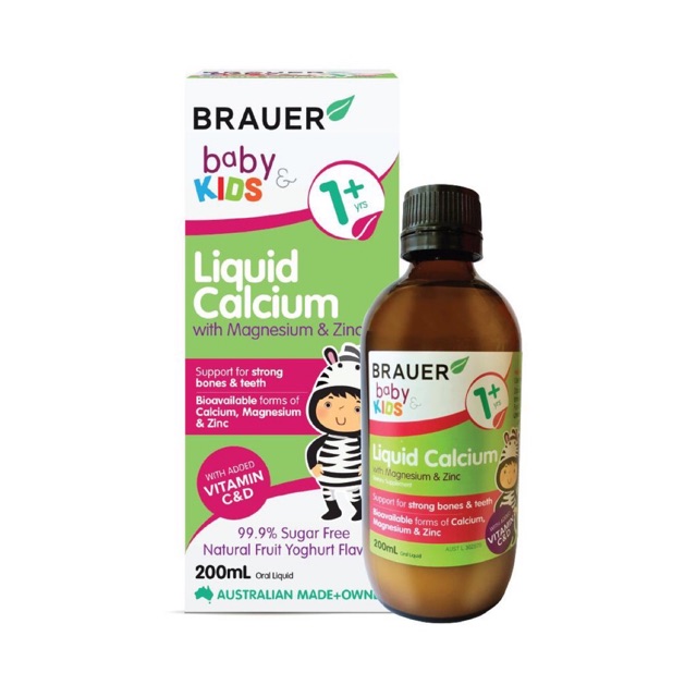 Siro bộ 3 Khoáng chất Canxi, Kẽm và Magie Brauer 200ml tăng chiều cao, khoẻ trí não cho trẻ 1 tuổi trở lên