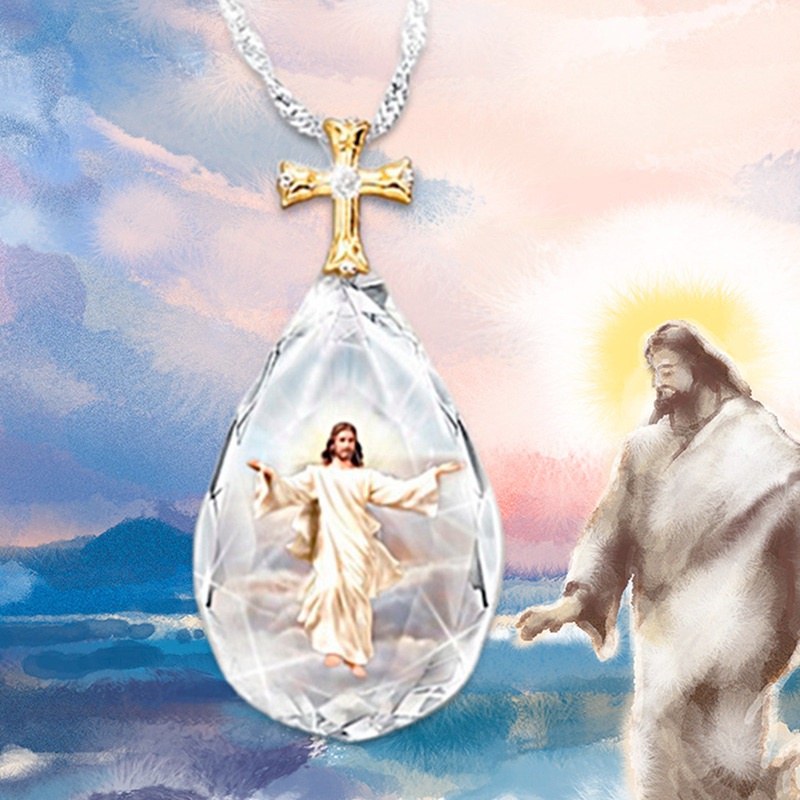 Vòng cổ Đính Đá Hình Chúa jesus Thời Trang Cho Nữ