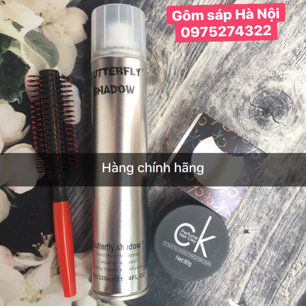 COMBO Gôm Xịt Tóc Butterfly Shadow 320ml &amp; Sáp CK + free lược