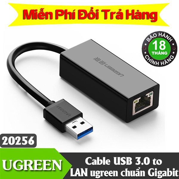 Cáp Chuyển USB To LAN 3.0 Chính Hãng Ugreen 20256 Tốc Độ Cao 10/100/1000Mbps - USB LAN 1000 UG-20256