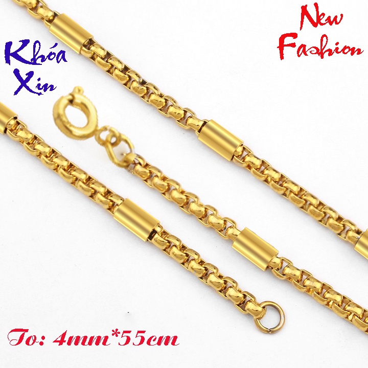 Dây chuyền nam kiểu ống trúc 4mm Khóa Xịn bọc khoanh trơn mạ vàng siêu đẹp, bền màu tạo đẳg cách phong độ cho người đeo