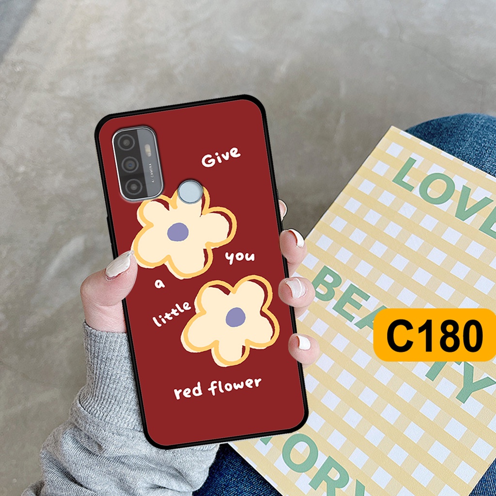 Ốp Oppo A53 in hình hoa cỏ nhẹ nhàng,họa tiết caro xinh xắn.ốp lưng chống sốc