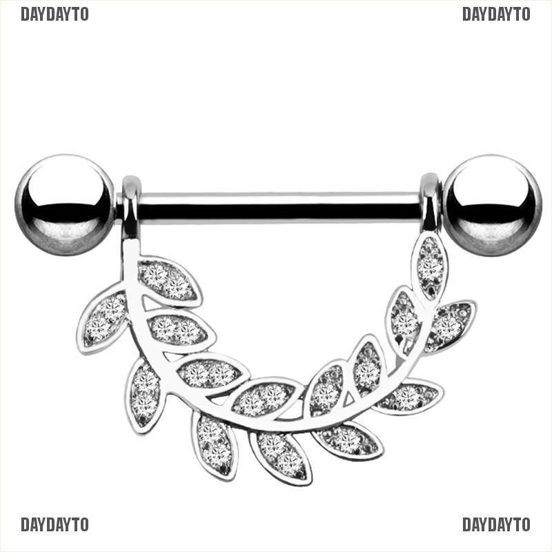 Khuyên Xỏ Lưỡi / Nhũ Hoa Hình Chiếc Lá Đính Pha Lê Thời Trang