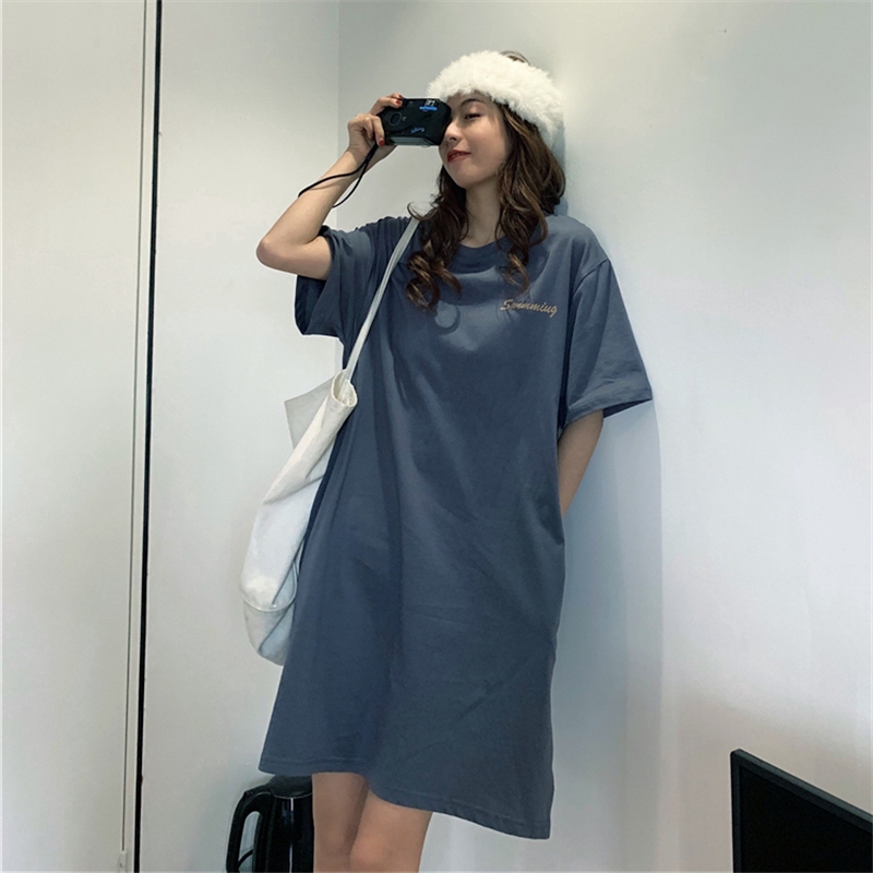 SUXI Đầm Nữ Ngắn Tay Kiểu Hàn Quốc