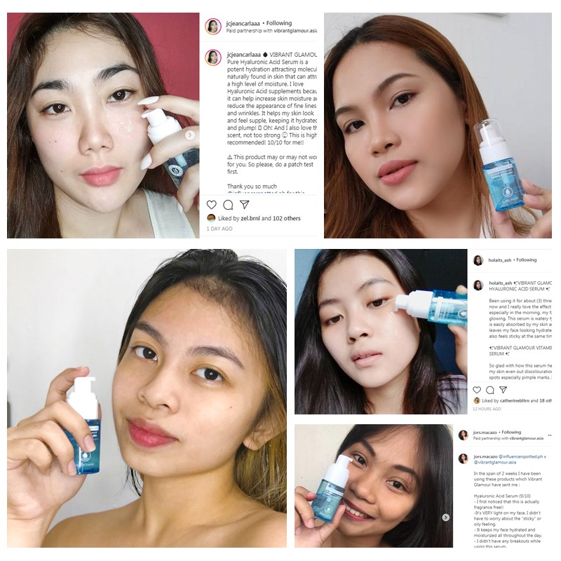 Serum VIBRANT GLAMOUR Chiết Xuất Axit Hyaluronic Giữ Ẩm Giảm Mụn Và Nếp Nhăn Làm Trắng Thu Nhỏ Lỗ Chân Lông 30ml | BigBuy360 - bigbuy360.vn