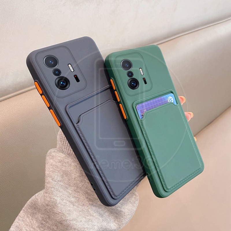 Ốp điện thoại silicone mềm có ngăn đựng thẻ cho Xiaomi Mi 11T Pro Xiaomi11T Xiaomi11TPro 5G