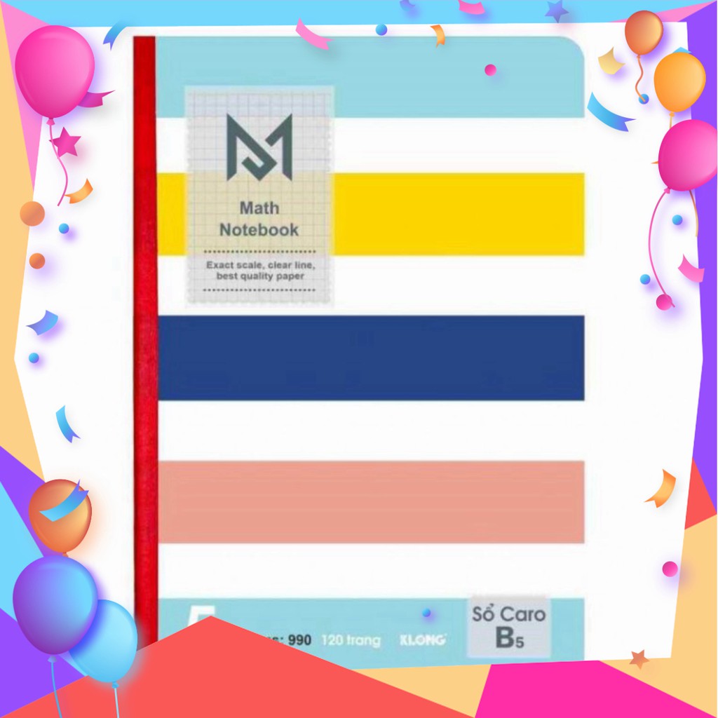 Vở may dán gáy KLONG Caro B5 - 120 trang - MS: 990