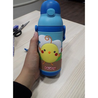 Bình uống nước ống hút 3D bằng Inox giữ nhiệt 2 nóng lạnh dung tích 385ml