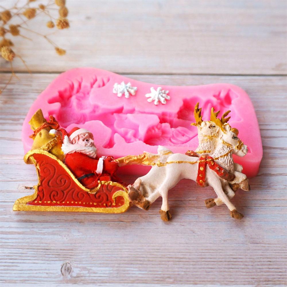 Khuôn silicone Làm Bánh / Sô Cô La / Kẹo Đường Hình Hươu / Ông Già Noel