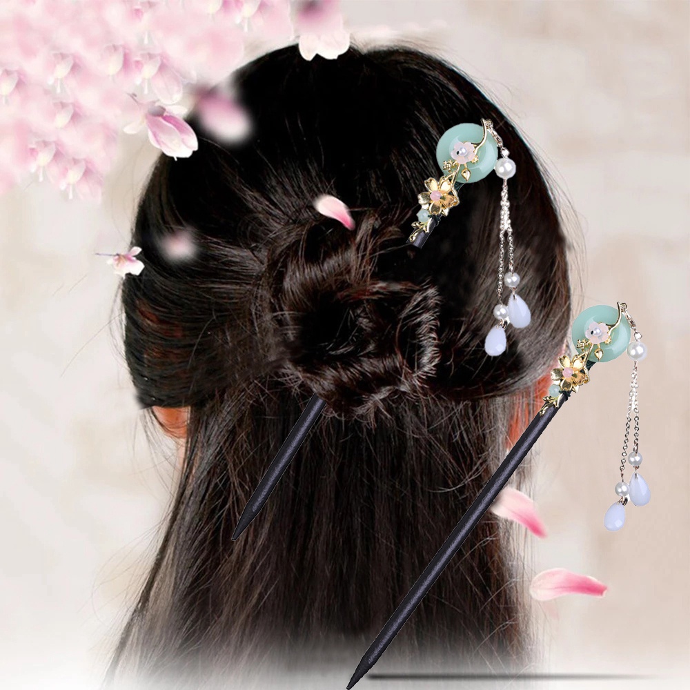 Trâm cài tóc hình hoa bằng gỗ phong cách Trung Quốc đơn giản cổ điển cho nữ